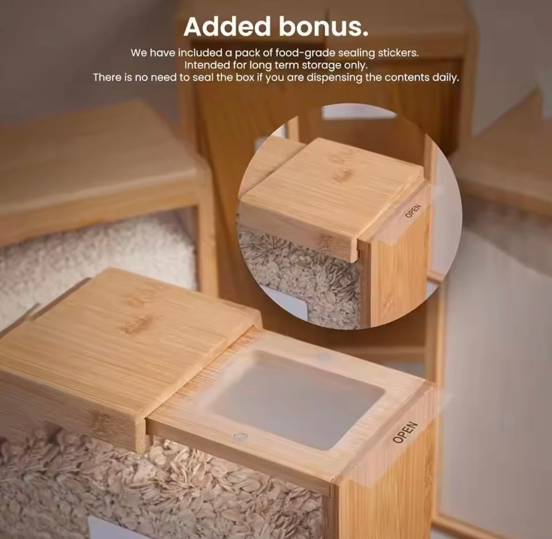 Wooden Cereal Storage Jar, Grain Food Bamboo Storage Container, Kitchen Food Storage Box Organizer Wooden Cereal Storage Jar, Grain Food Bamboo Storage Container, Kitchen Food Storage Box Organizer